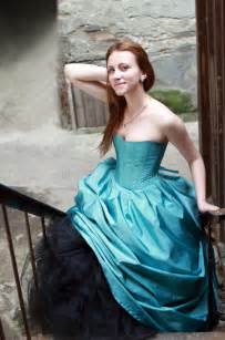 Red Haired Girl In The Beautiful Blue Dress Stock Image