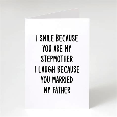 I Smile Because You Are My Stepmother Card Step Mom From Step Etsy