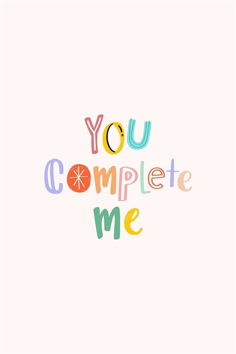 Vector You Complete Me Doodle Lettering Colorful Free Image By