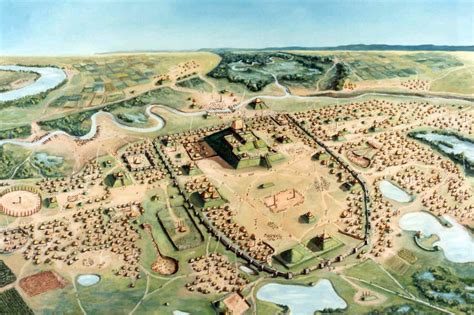 Artists Rendition Of Cahokia Native Mississippian City 1050 1350