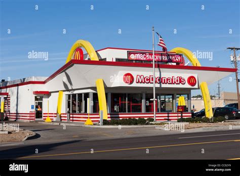 A Drive Through Mcdonalds Fast Food Restaurant Renovated In A 1950s