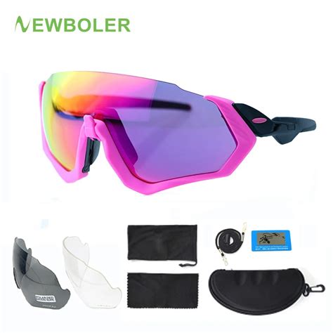 Newboler 2018 Polarized Cycling Sunglasses For Women Pink Mtb Bike Glasses 3 Lens Sports Eyewear