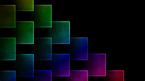 Colorful Geometric Shapes Squares Black Background Hd Abstract
