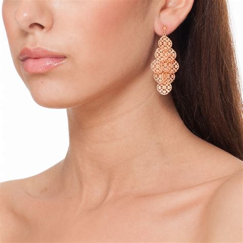Ingenious Rose Gold Chandelier Earrings With Filigree Discs Ingenious