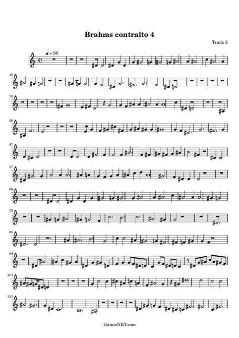 Brahms Contralto 4 Sheet Music Brahms Contralto 4 Score •