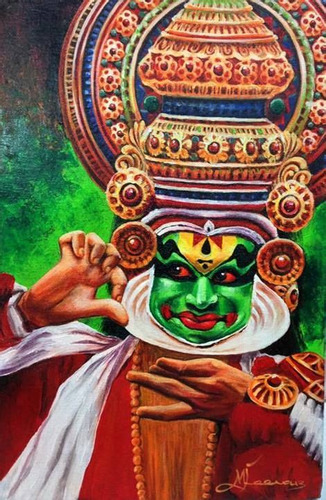 Handmade Original Canvas Acrylic Painting Kathakali Dance Kerala