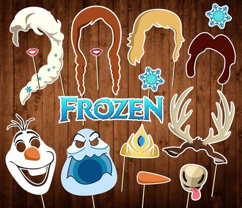 Frozen Photo Booth Props Printable Pdf Ice Queen Props Etsy