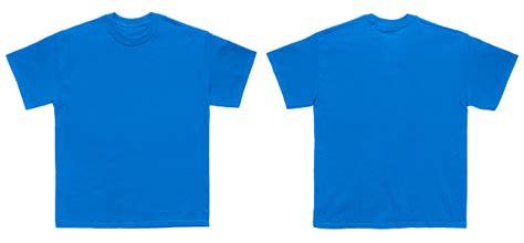 Blank T Shirt Color Royal Blue Template Front And Back View Stock Photo