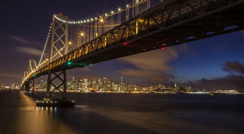 Oakland Bay Bridge In San Francisco At Night