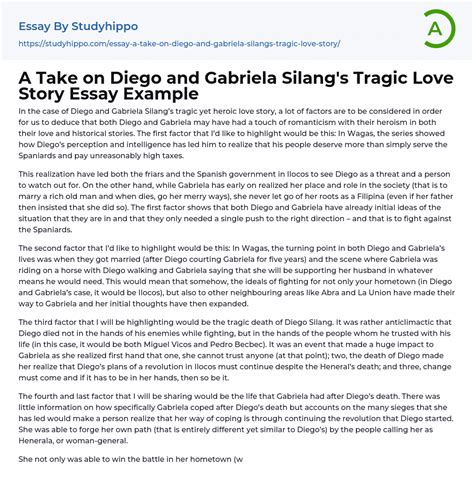 A Take On Diego And Gabriela Silangs Tragic Love Story Essay Example