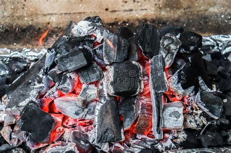 Half Burned Coal With Sparks Flying Around Obraz Stock - Obraz złożonej ...
