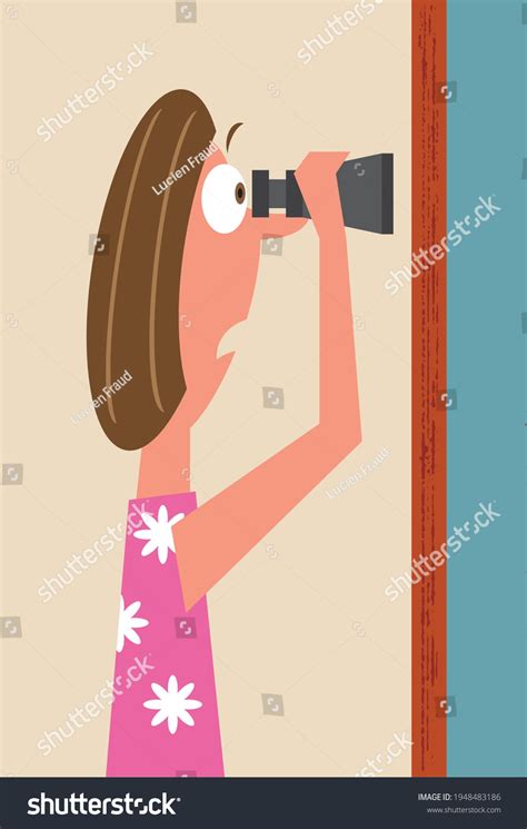 Nosy Annoying Neighbour Spying On Neighbours Stock Vector Royalty Free 1948483186 Shutterstock