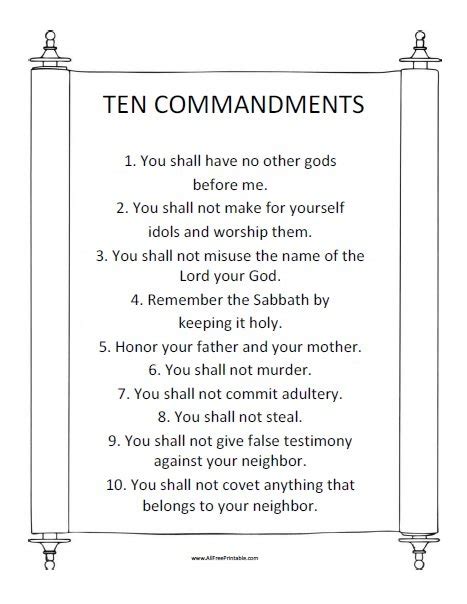 The Ten Commandments Worksheets