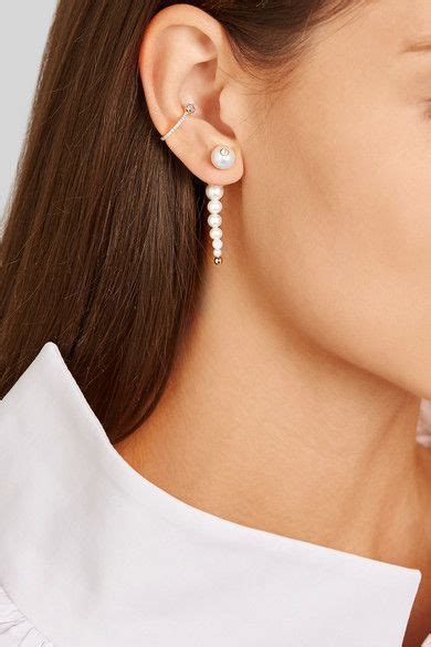Gold Karat Gold Pearl And Diamond Earring Anissa Kermiche Pearl