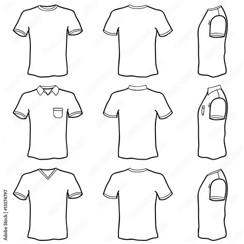 T Shirt Template Set Front Back And Side View Stock Vector Adobe Stock