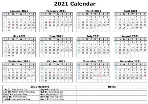 2021 calendar with holidays, notes space, week numbers 2021 or moon phases in word, pdf, jpg, png. 2021 Monthly Calendar With Holidays | Free Letter Templates