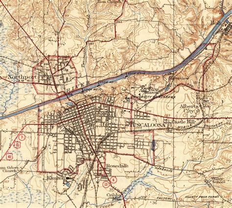 1926 Topographic Map Of Tuscaloosa A Ship Defines The
