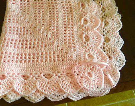 Crochet Delicate Pink Baby Girl Blanket Wbows Etsy Crochet Baby Girl