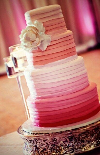 Ombre Peach And Pink Wedding Cake With Images Pink Wedding Cake