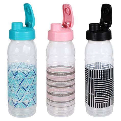 Bulk Translucent Printed Plastic Water Bottles With Snap Lids 22 Oz