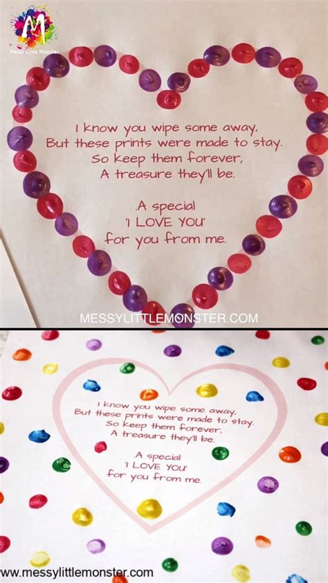 Fingerprint Heart Poem Grandparents Day Crafts Mothers Day Crafts