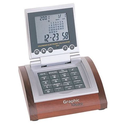 World Time Clock With Alarm Calculator Calendar Wooden Basechina
