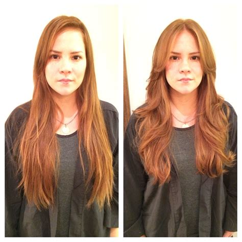 Before And After Red Hair Haircut Long Layers Bumble And Bumble Medium Hair Cuts Long Hair