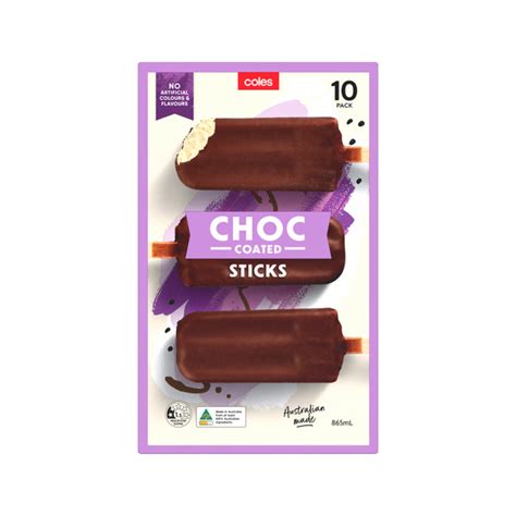 Buy Coles Chocolate Coated Ice Creams 10 Pack 865ml Coles