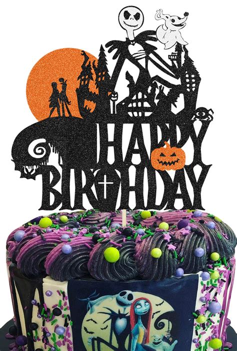Buy Glitter Skull Happy Birthday Cake Topper For Cartoon Theme Jack And