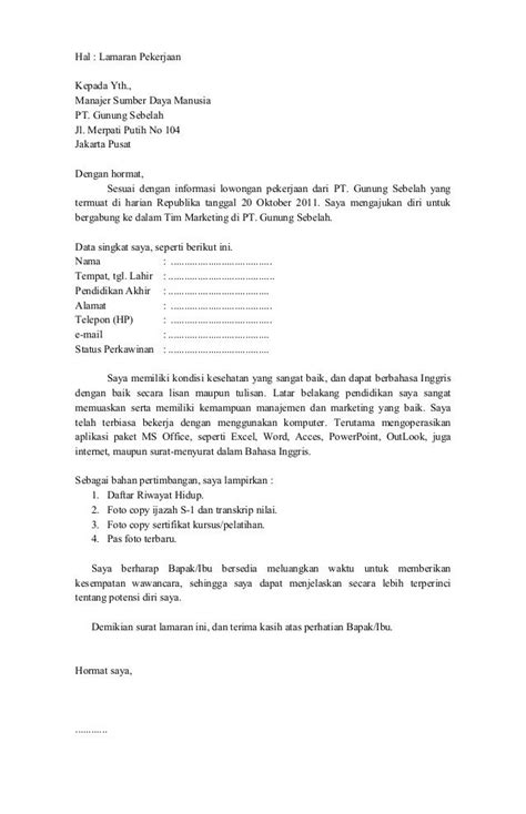 Contoh Surat Lamaran Pekerjaan Arsitek