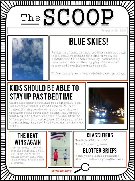 Many students want to learn how to write a newspaper article example so that they have a template they can keep referring to as. The Scoop: Editable Student Newspaper Template | School ...
