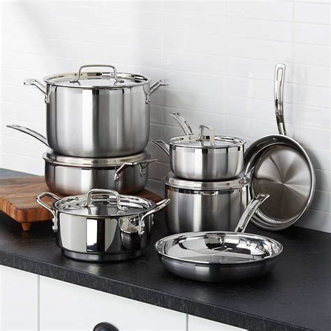 Cuisinart MultiClad Pro Piece Tri Ply Stainless Steel Cookware Set Reviews Crate Barrel