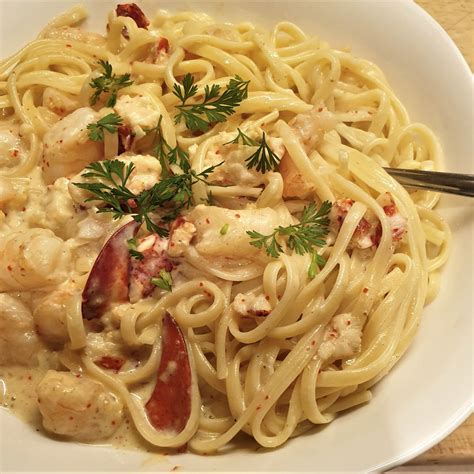 Creamy Seafood Linguine With Lobster Foodle Club Recipe Seafood