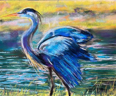 Great Blue Heron Original Painting Soft Pastel 12 X 18 Inches Etsy In