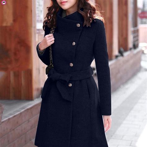 Buy Fashion Womens Ladies Autumn Winter Lapel Wool Coat Trench Jacket