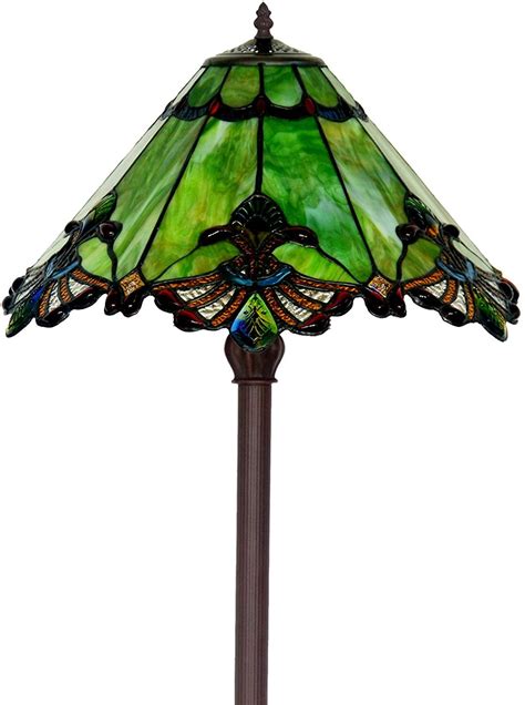 Large Jewel Carousel Green Stained Glass Tiffany Floor Lamp Joanne
