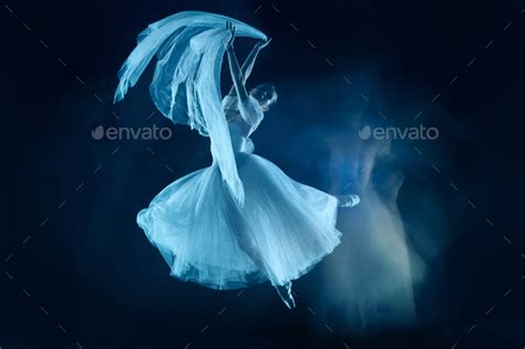 Photo As Art A Sensual And Emotional Dance Of Beautiful Ballerina Through The Veil Stock