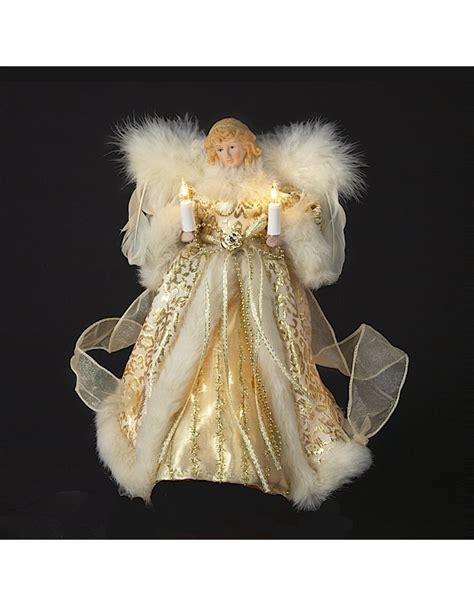 Fiber optic angel tree topper dressed in ivory with feathery wings to add a soft touch. Kurt Adler Christmas Angel Tree Topper 10 Light Ivory and ...