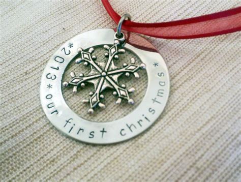 Personalized Our First Christmas Ornament Hand Stamped Etsy