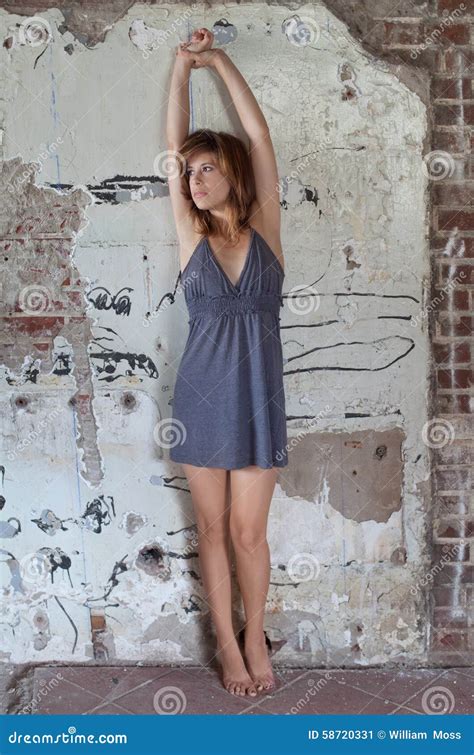 Woman In Dress Against Wall Stock Image Image Of Gorgeous Person