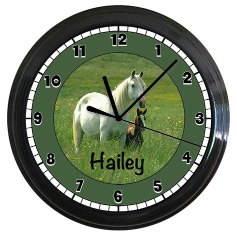 Personalized Horse Wall Clock Bedroom Equestrian Wall Green Etsy