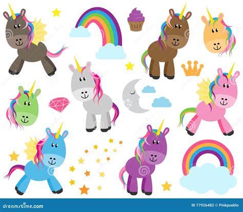 Cute Vector Collection Of Unicorns Or Horses Stock Vector