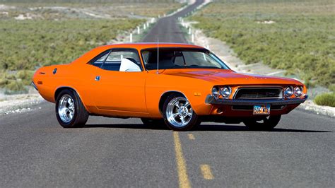 Dodge Challenger Roads Muscle Cars Orange Hot Rod Wallpapers Hd