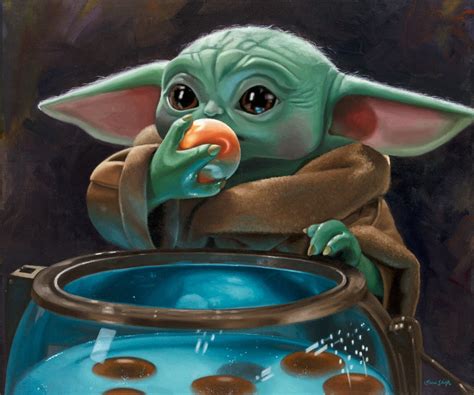 Grogu Art Baby Yoda Mandalorian Disney Art Oil Painting Etsy Uk