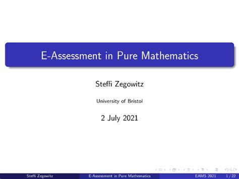 Eams 2021 Talks E Assessment In Mathematical Sciences Conference At