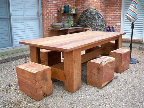 Picnic Table With Cedar Log Stools Contemporary Patio Austin By