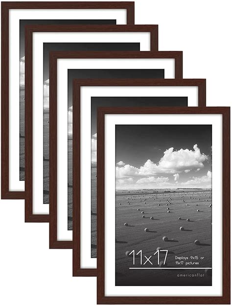 Americanflat 11x17 Picture Frame In Mahogany Displays 9x15 With Mat