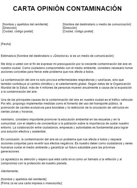 1️⃣ Carta De Opinión Sobre La Contaminación Reporte De Lectura