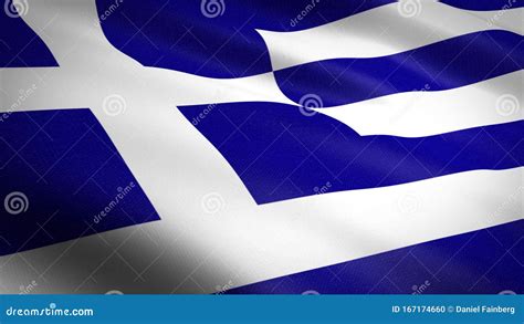Flag Of Greece Realistic Waving Flag 3d Render Illustration With