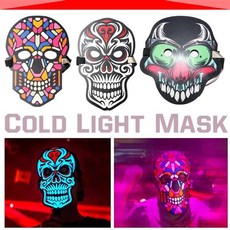 Led Cold Light Mask Voice Control Light Mask El Cold Light Mask Skull